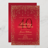 Ruby Red & Gold Glitzer Dekoration Geburtstag