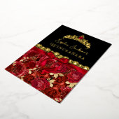 Ruby Red Gold Rose Quinceanera Folieneinladung (Gedreht)
