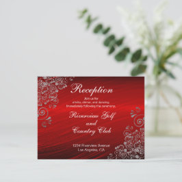 Ruby Red Gray Wirbel Hochzeitsempfang Einladung