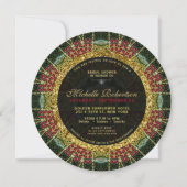 Ruby Red Green Gold Glitzer Brautparty Einladung (Rückseite)