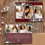 Ruby Red Greenery Vintag Five Foto Collage Feiertagskarte<br><div class="desc">Willkommen in unserem bezaubernden Ruby Red Greenery Vintag Five Foto Collage Holiday Card Design, wo Vintager Charme und moderne Eleganz aufeinander treffen. Dieses Design besticht durch eine faszinierende Aquarellenpflanze und eine subtil elegante Kalligraphie mit einfacher Typografie, die das Wesen traditioneller Gemütlichkeit und rustikaler Hütte einnimmt. Mit einer Touch von Retro-Flair...</div>