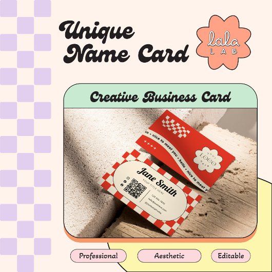 Ruby Red Groovy Editable Business Card für Studio Visitenkarte