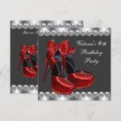 Ruby Red High Heel Shoe Geburtstagsparty Einladung (Vorne/Hinten)