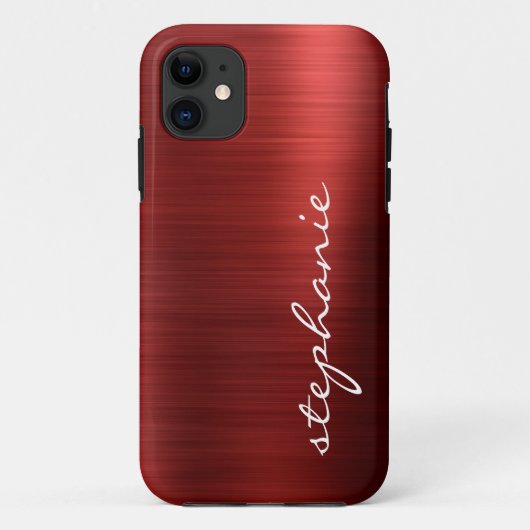 Ruby Red Imitats Brushed Metal Case-Mate iPhone Hülle (Rückseite)