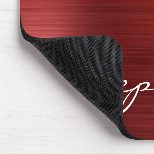 Ruby Red Imitats Brushed Metal Personalisiert Mousepad (Ecke)
