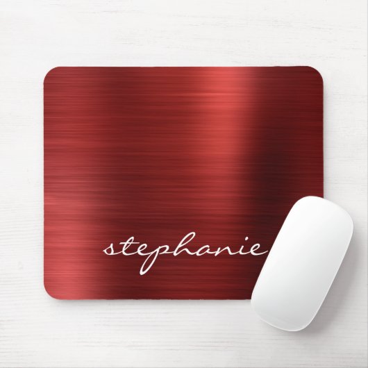 Ruby Red Imitats Brushed Metal Personalisiert Mousepad (Mit Mouse)