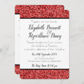 Ruby Red Imitats Glitzer Abend Einladung (Vorne/Hinten)