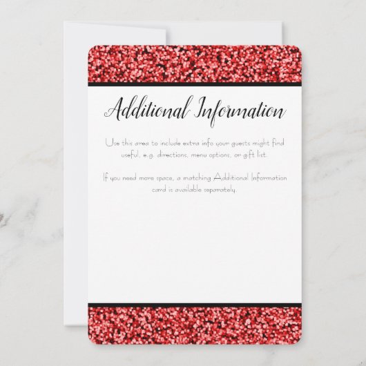 Ruby Red Imitats Glitzer Abend Einladung (Rückseite)