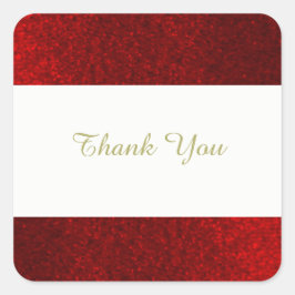 Ruby Red Imitats Glitzer Vielen Dank Quadratischer Aufkleber