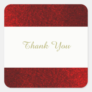 Ruby Red Imitats Glitzer Vielen Dank Quadratischer Aufkleber