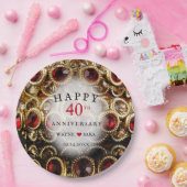 Ruby Red Jeweled 40. Hochzeitstag Pappteller (Party)