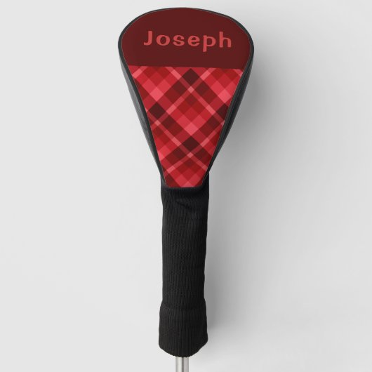 Ruby Red Kariert Monogram Golf Head Cover Headcover (Vorderseite)