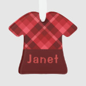 Ruby Red Kariert Monogram T - Shirt Acrylic Orname Ornament (Rückseite)