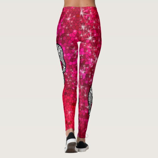 Ruby Red Kristall Glitzer Sequin Sugar Skulls Leggings (Rückseite)