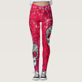 Ruby Red Kristall Glitzer Sequin Sugar Skulls Leggings (Vorderseite)