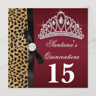 Ruby Red Leopard Quinceanera Einladungen