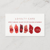 Ruby Red Lippenstift Swatte Schönheitssalon Loyali Treuekarte (Vorderseite)