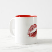 "RUBY RED LIPS" AUF KAFFEE-TASSE (GROSSES GIFT) ZWEIFARBIGE TASSE (Vorderseite Links)