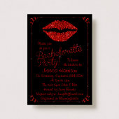 Ruby Red Lips Glitzer Effect Junggeselinnen-Abschi Einladung