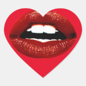Ruby Red Lips Herz-Aufkleber (Vorderseite)