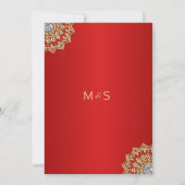 Ruby RED Mandala Gold Indian Wedding Einladungen (Rückseite)