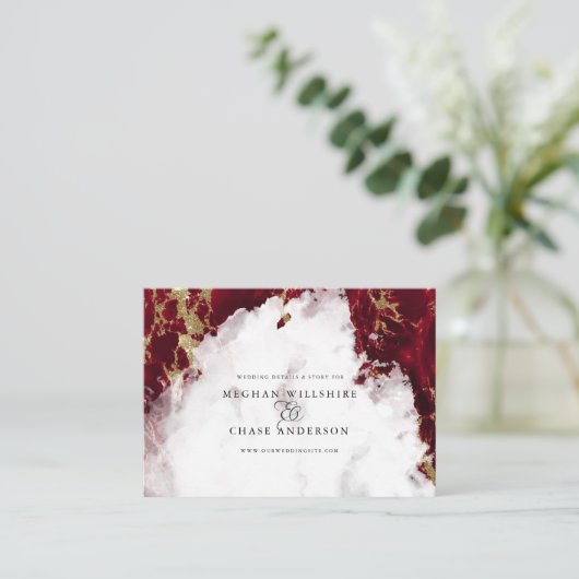 Ruby Red Marbled Geode BarefootBride™ Visitenkarte (Stehend Vorderseite)