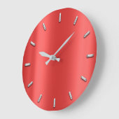 Ruby Red Metallialism Minimalismus Silver Gray Gra Große Wanduhr (Winkel)