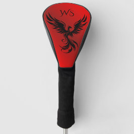 Ruby Red Metallic Rising Phoenix Monogram Initials Golf Headcover
