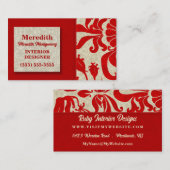 Ruby Red mit Taupe Damask Print Visitenkarte (Vorne/Hinten)