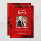 Ruby Red Modern Satin Glam Foto Wedding Save The Date (Vorne/Hinten)