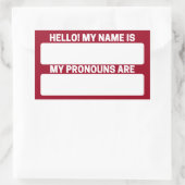 Ruby Red Name & Pronoun Labels Rechteckiger Aufkleber (Tasche)