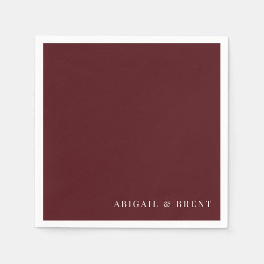 Ruby Red Personalisiert Cocktail Wedding Serviette (Vorderseite)