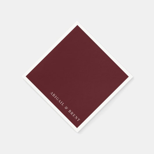 Ruby Red Personalisiert Cocktail Wedding Serviette (Ecke)