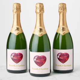 Ruby Red Pink Gold zum Geburtstag der Hochzeit Schaumweinetikett