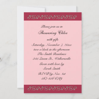 Ruby Red, Pink und Pearls Brautparty Einladung