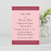 Ruby Red, Pink und Pearls Save the Date (Stehend Vorderseite)