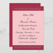 Ruby Red, Pink und Pearls Save the Date (Vorne/Hinten)