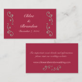 Ruby Red, Pink und Pearls Wedls Website Card Begleitkarte (Vorne/Hinten)