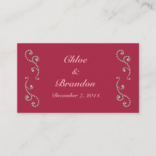 Ruby Red, Pink und Pearls Wedls Website Card Begleitkarte (Vorderseite)