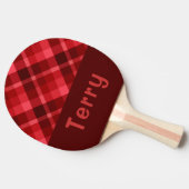 Ruby Red Plaid Monogram Ping Pong Paddle Tischtennis Schläger (Seitenansicht)