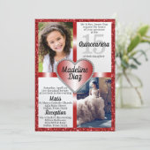 Ruby Red Quinceañera Einladung 15 Cumpleaños (Stehend Vorderseite)