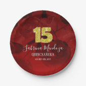 Ruby Red Quinceanera Gold #15 Paper Tellers Pappteller (Vorderseite)