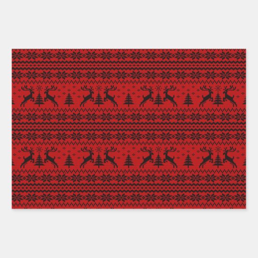 Ruby Red Reindeer Sweater Weihnachten Geschenkpapier Set (Vorderseite 2)