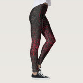 Ruby Red Romantic Weathered Gothic Crosses Pattern Leggings (Rechts)