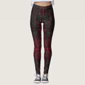 Ruby Red Romantic Weathered Gothic Crosses Pattern Leggings (Vorderseite)
