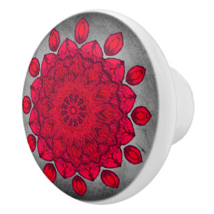 Ruby Red Rosette über Graustein Keramikknauf