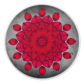 Ruby Red Rosette über Gray Stone Keramikknauf (Vorderseite)