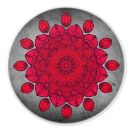 Ruby Red Rosette über Gray Stone Keramikknauf