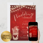Ruby Red Rustic Mason Jar Wedding DIGITAL Print Einladung
