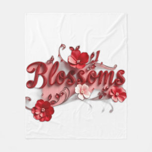 Ruby Red Script Blossoms Fleecedecke